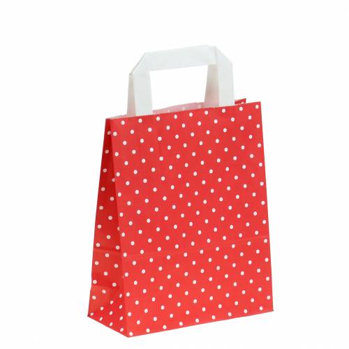 Paperipussi punainen pisteillä 18cm x 8cm x 22cm 25p