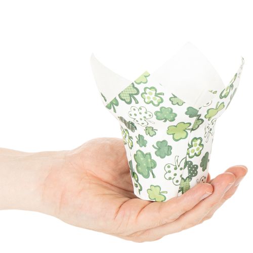 Paperiruukku apila-aiheella, uudenvuodenkoriste, 12 cm, 12 kpl | Floristik24.fi