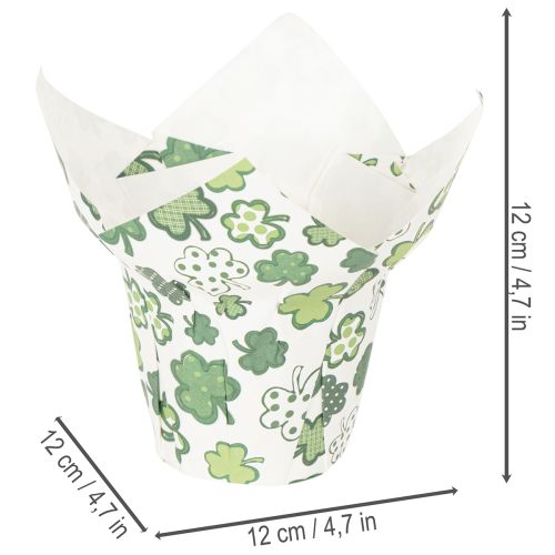 Paperiruukku apila-aiheella, uudenvuodenkoriste, 12 cm, 12 kpl | Floristik24.fi