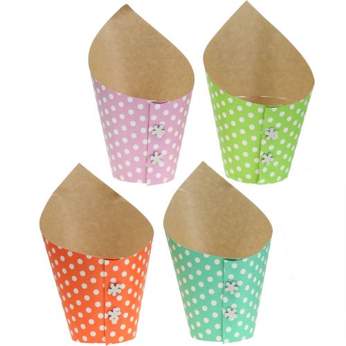 Paperi ruukku, värillinen pisteillä Ø12cm 8kpl