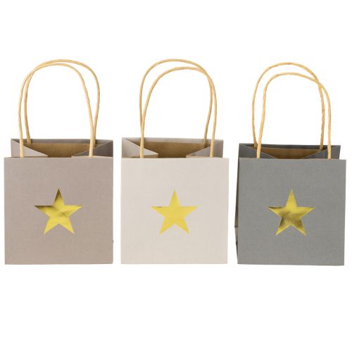 kohteita Paperipussit tähdellä ja kahvalla harmaa sekoitus 12×12×12cm 9kpl