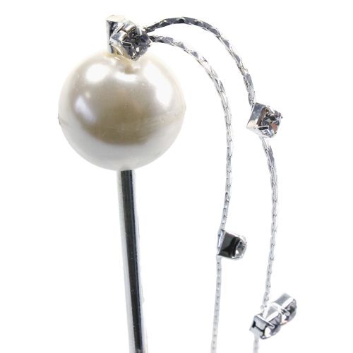 Floristik24 Helmikoristeinen neula valkoinen Ø15mm L12cm 6kpl