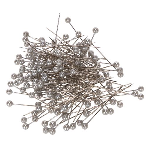 Helmipäiset kukka-askartelu- ja koristepinnien sarjat, hopeaa, Ø4 mm, 40 mm, 150 kpl