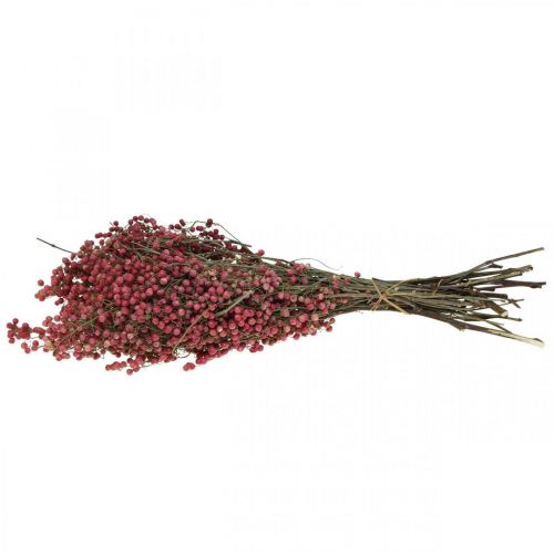 Floristik24 Pippurimarjoja, kuivattuja kukkia, adventtia, vaaleanpunaista pippuria, talvikoristeita L40-45cm 200g