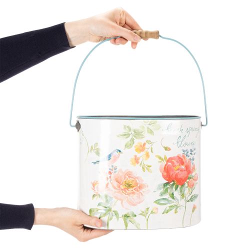 Soikea vintage-kevätkoristeellinen ruukku, metallia, 26/22/17 cm, 3 kpl:n setti | Floristik24.fi