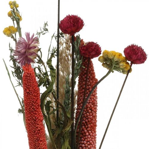 kohteita Kuivakukkien kukkakimppu, jossa niittykukkia pinkki tee-se-itse-setti H30-35cm