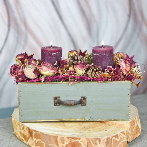 Floristik24 Istutuskone koristeellinen laatikko puinen nuhjuinen tyylikäs vihreä 25x13x9cm