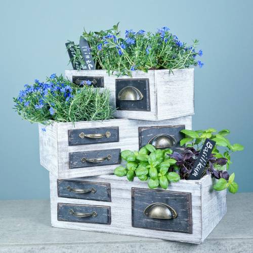 Floristik24 Istutuslaatikot puu metalli valkoinen 40/36/32cm 3 kpl