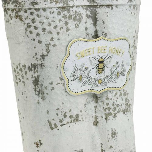 Floristik24 Planter Boots Bee Metal White Vintage Garden Decoration K31cm