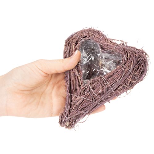 Sydämenmuotoinen kulho oksilla ja foliokoristeella kukka-asetelmiin, 14 cm, 2 kpl | Floristik24.fi