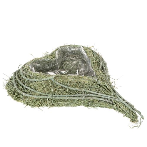 Sydämenmuotoinen kulho luonnonruohosta istutusfoliolla, 38 cm ostaa | Floristik24.fi