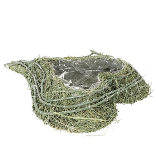 Sydämenmuotoinen kulho luonnonruohosta istutusfoliolla, 38 cm | Floristik24.fi