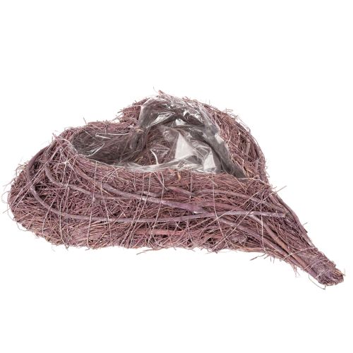 Sydämenmuotoinen oksista tehty kulho foliotäytteellä, 37 cm