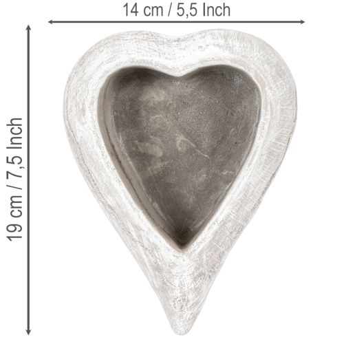 Koristeellinen sydämenmuotoinen kulho, harmaa; pieni sydämenmuotoinen ruukku, 19 cm | Floristik24.fi