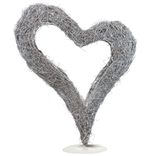 Floristik24 Kasvisydän seisova viiniköynnöksisydän valkoinen pöytäkoristeet 36×9×48cm