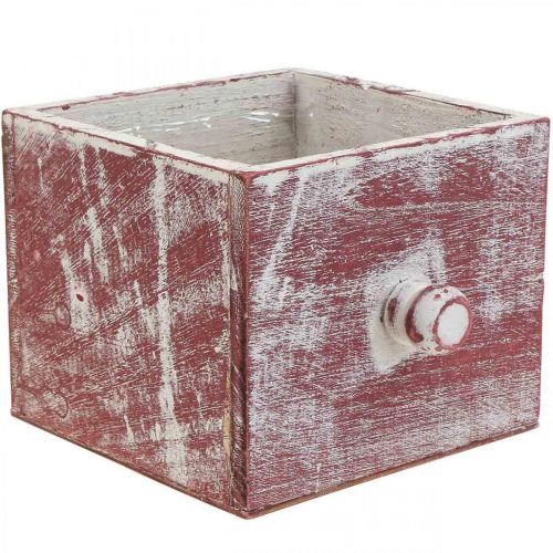 kohteita Kasvilaatikko puinen koristeellinen laatikko shabby chic punainen valkoinen 12cm