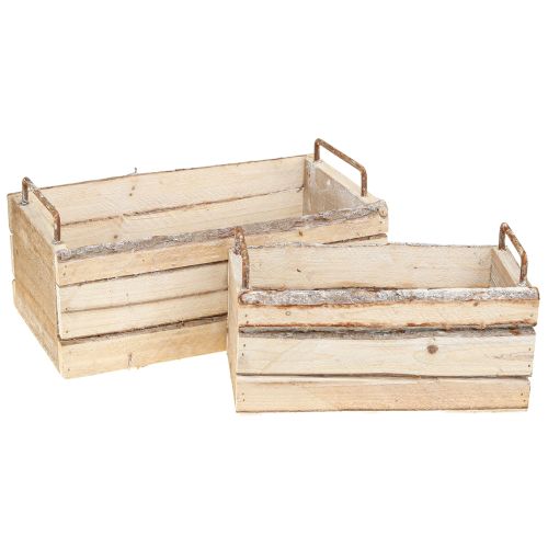 kohteita Planter Wood Bark Natural Handle L29cm/23cm Setti 2kpl