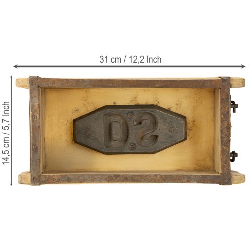 kohteita Puinen istutuslaatikko, tiilenmuotoinen, kierrätyspuuta, 32 × 15 × 10 cm