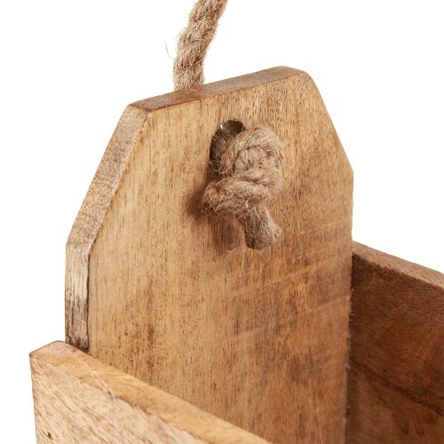 kohteita Puinen istutuskone kahvalla, neliönmuotoinen, luonnonjuutti 27x12x17cm
