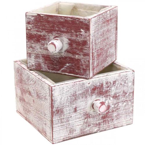 Kasvilaatikko nuhjuinen tyylikäs koristeellinen laatikko punainen valkoinen 2 kappaletta