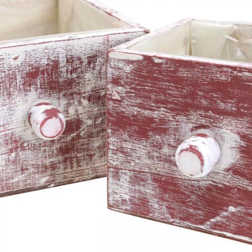 kohteita Kasvilaatikko nuhjuinen tyylikäs koristeellinen laatikko punainen valkoinen 2 kappaletta