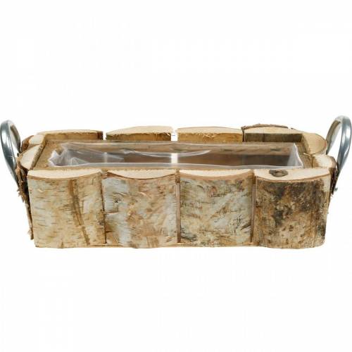 Floristik24 Kasvilaatikko, koivuistutus, puinen koristelu, kukkalaatikko kahvoilla 32cm