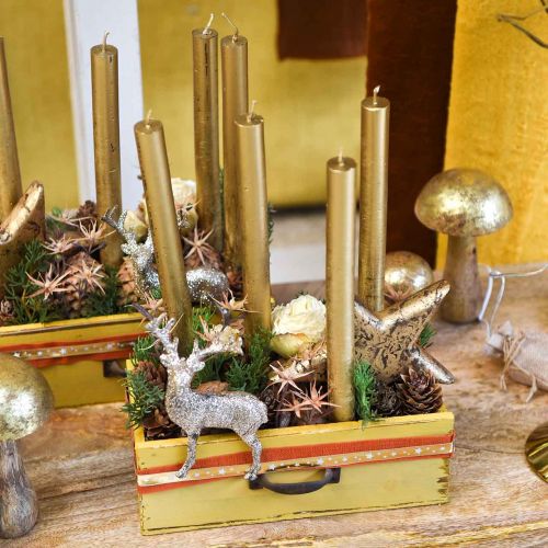 Floristik24 Kasvilaatikko puinen laatikko Shabby Chic Yellow 25x13x9cm