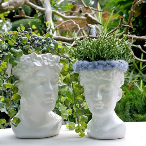 Floristik24 Istutin Head Bust nainen valkoinen keraaminen kukka maljakko H19cm