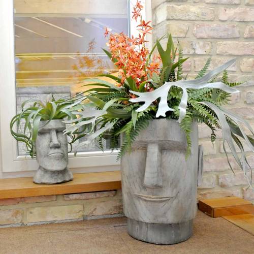 Floristik24 Kasvien pää Moai rintakuva harmaa H28cm