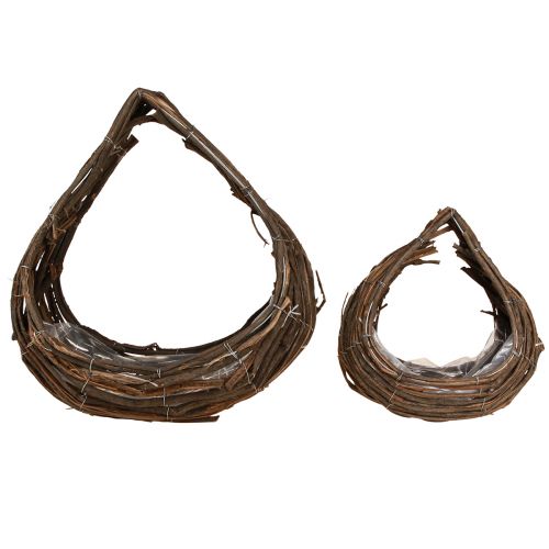 kohteita Plant Basket Wood Drops Natural 38x18cm / 23x13cm 2 kpl setti
