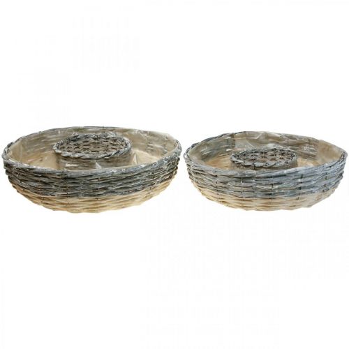 Floristik24 Kasvirengas paju luonnonkasvikulho Ø44/38cm sarja 2 valkoista pestyä