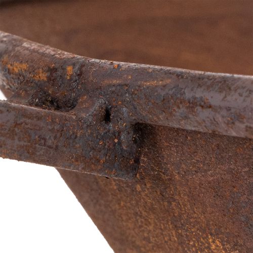 Istutusalusta, ruosteenvärinen ruukku kahvalla, metallinen istutusastia, Ø31cm | Floristik24.fi