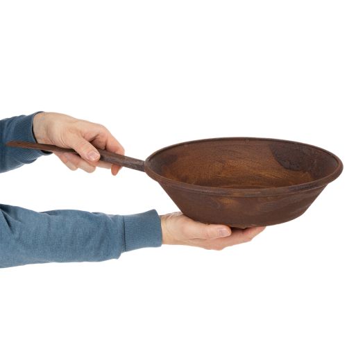Istutusalusta, ruosteenvärinen ruukku kahvalla, metallinen istutusastia, Ø31cm | Floristik24.fi