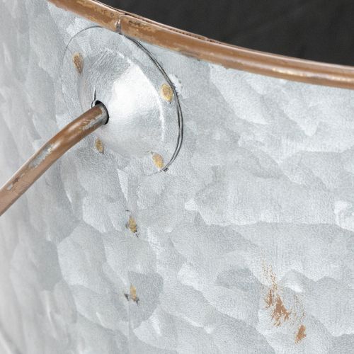 kohteita Kukkaruukku kahvalla, metalliruukku, istutusastia, hopea, ruskea, korkeus 22/20 cm, leveys 42/40 cm, 2 kpl setti