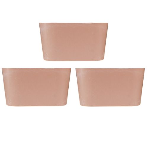 kohteita Kasvikulho soikea koristekulho muovia vaaleanpunainen ruskea 20×10×11cm 3kpl