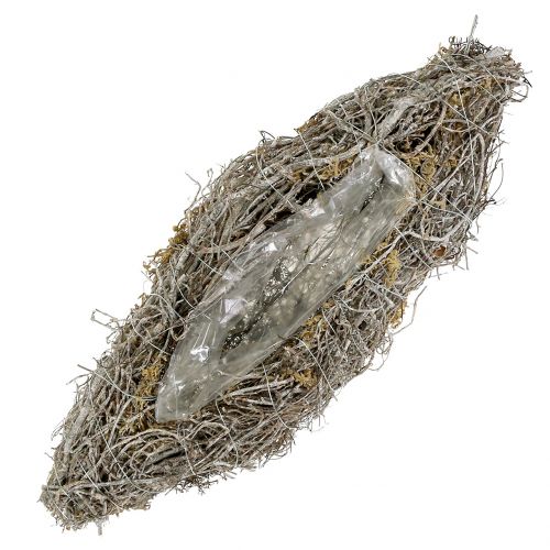 Puuoksista valmistettu valkopesuinen istutusalus 40 cm x 13 cm | Floristik24.fi