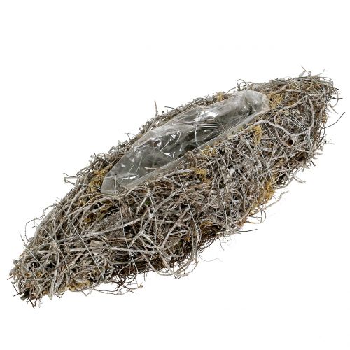 Puuoksista valmistettu valkopesuinen istutusalus 40 cm x 13 cm | Floristik24.fi
