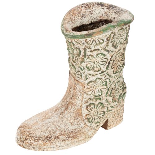 Kukkaruukku cowboy-saapaskasvikenkä vintage kukkakuvio 24 cm | Floristik24.fi