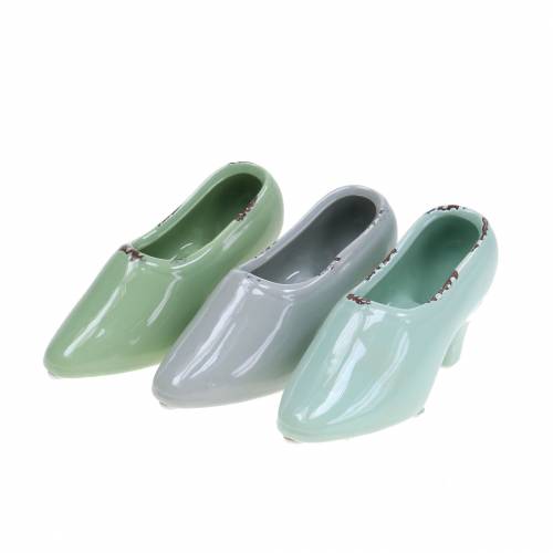 Floristik24 Planter naisten kenkä keraaminen turkoosi, vihreä, siniharmaa valikoima 14 × 5cm K7cm 6kpl