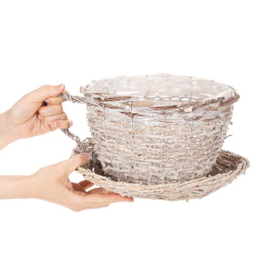 Korikuppi lautasella koristeena suuri pöytäkoriste 34cm | Floristik24.fi
