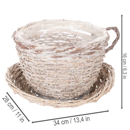 Korikuppi lautasella koristeena suuri pöytäkoriste 34cm | Floristik24.fi