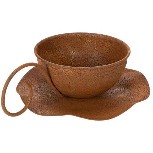Vintage ruosteenvärinen ruukku ja lautanen, Ø17,5 cm, korkeus 6 cm | Floristik24.fi