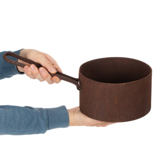 Metallinen ruukku, istutusastia, ruosteenvärinen astia, koriste-esine, Ø20cm K11cm | Floristik24.fi