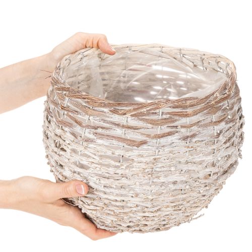 Pyöreä punottu kori, iso koristekori istutukseen, 23 cm | Floristik24.fi