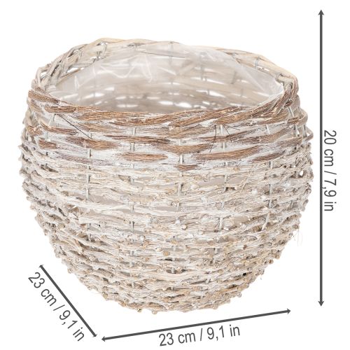 Pyöreä punottu kori, iso koristekori istutukseen, 23 cm | Floristik24.fi