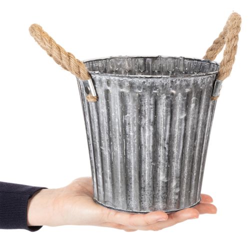 Metallinen ruukku, koristeellinen ruukku kahvoilla, istutusruukku, välipalaruukku Ø16,5 cm | Floristik24.fi