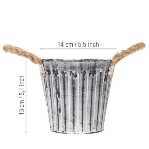 Kukkaruukku kahvoilla, metallinen istutusruukku, koristeellinen ruukku istutukseen Ø14,5 cm | Floristik24.fi
