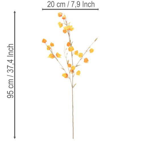 Keinotekoinen kiinalainen lyhtykasvi, Physalis-oksa kukkineen, 95 cm | Floristik24.fi