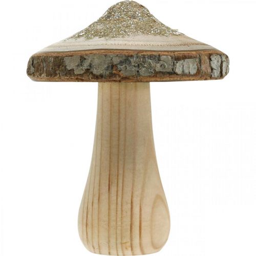 Floristik24 Puinen sienenkuori ja glitter deco sienet puu H11cm 3kpl