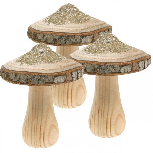 kohteita Puinen sienenkuori ja glitter deco sienet puu H11cm 3kpl